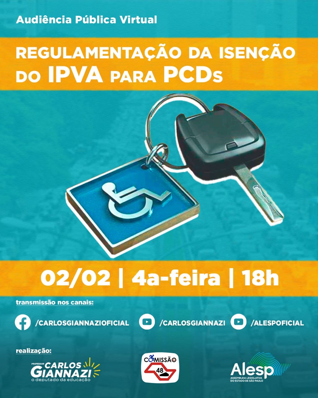 Pessoas com Deficiência tem chance de participar de Ato Público Virtual pela manutenção da isenção do IPVA