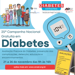 25 ª Campanha Gratuita em Diabetes com ações de prevenção e detecção precoce