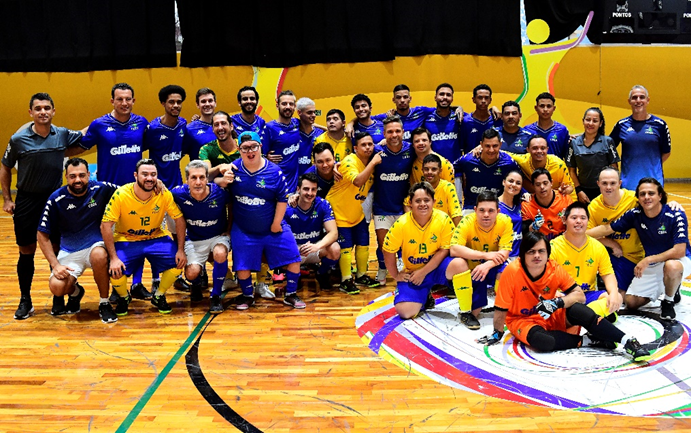 SELEÇÃO BRASILEIRA DE FUTSAL DOWN PARTICIPA DE AMISTOSO COM GILLETTE E CRAQUE DIEGO RIBAS