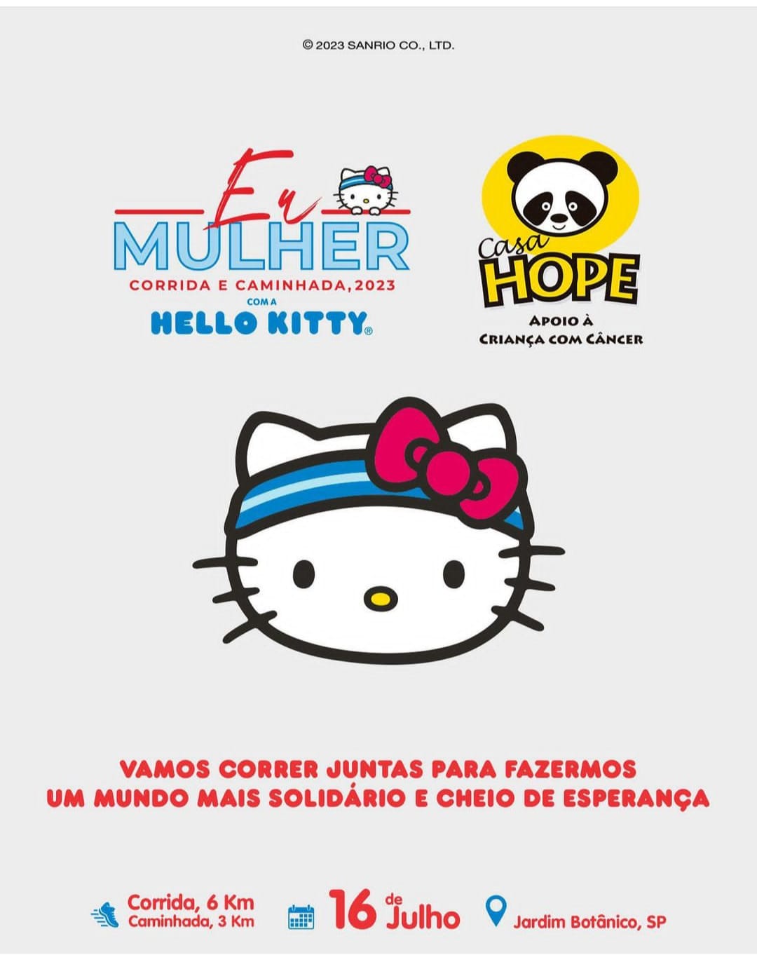 4ª Corrida Eu Mulher com a Hello Kitty arrecadará alimentos em prol da Casa Hope