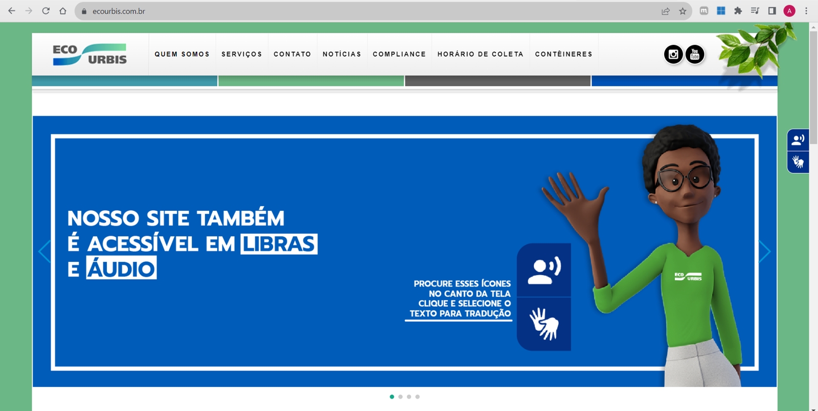 Site da Ecourbis garante acesso a pessoas com deficiência através de parceria com a Hand Talk