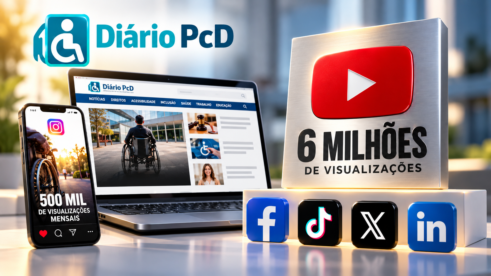 Diário PcD ultrapassa 6 milhões de visualizações no YouTube e conquista redes sociais com notícias sobre e para Pessoas com Deficiência